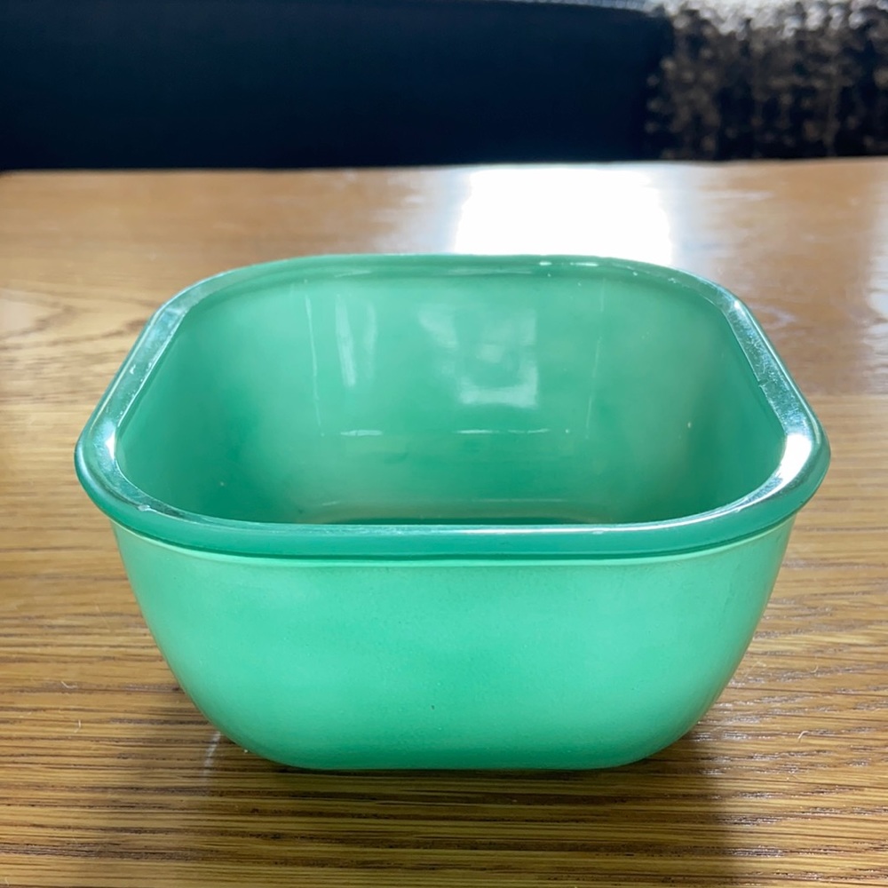 Vintage Green Glass Refrigerator Dish